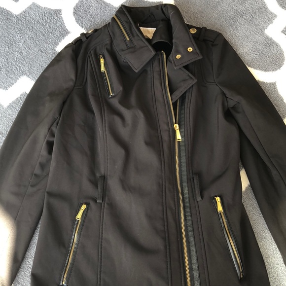 michael kors black jacket with gold zipper